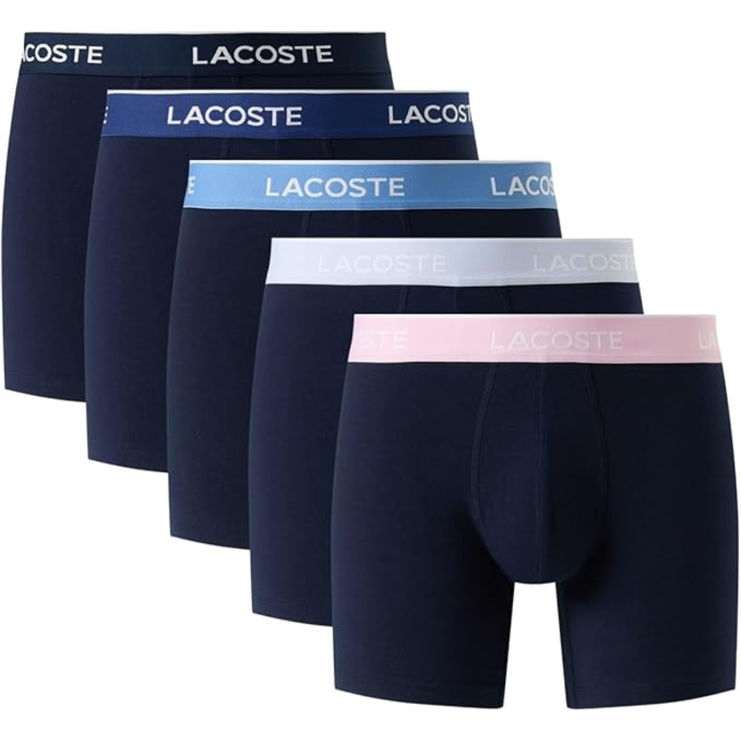 5-Pack Lacoste Men's Cotton Stretch Essentials Boxer Briefs (2 color options)