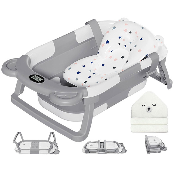 MoreFeel Foldable Collapsible Baby Bathtub with Drain Hole