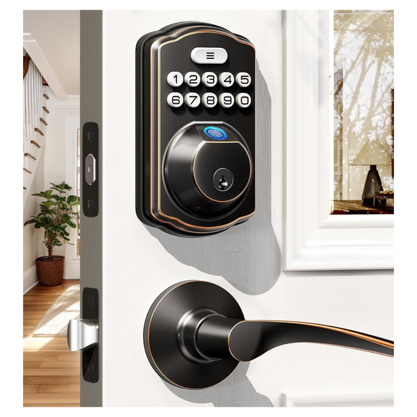 Veise Fingerprint Door Lock With 2 Lever Handles