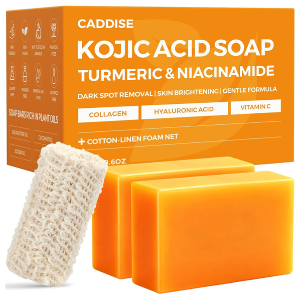 2-Pack CADDISE Kojic Acid Turmeric Soap Bars, 8.5Oz
