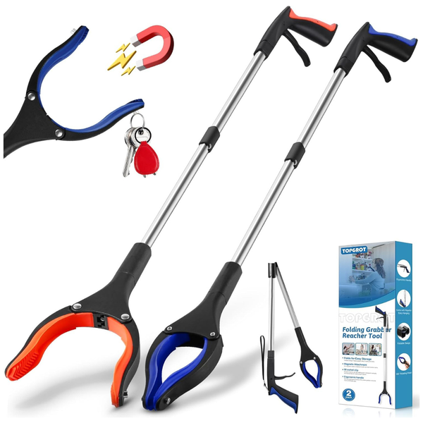 2-Pack 34" Foldable Grabber Reacher Tool