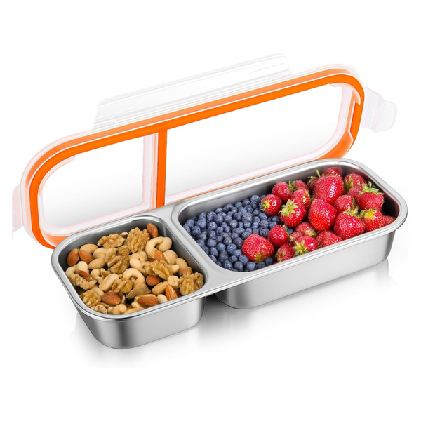 3-Pack Stainless Steel Snack Containers (3-Compartment)