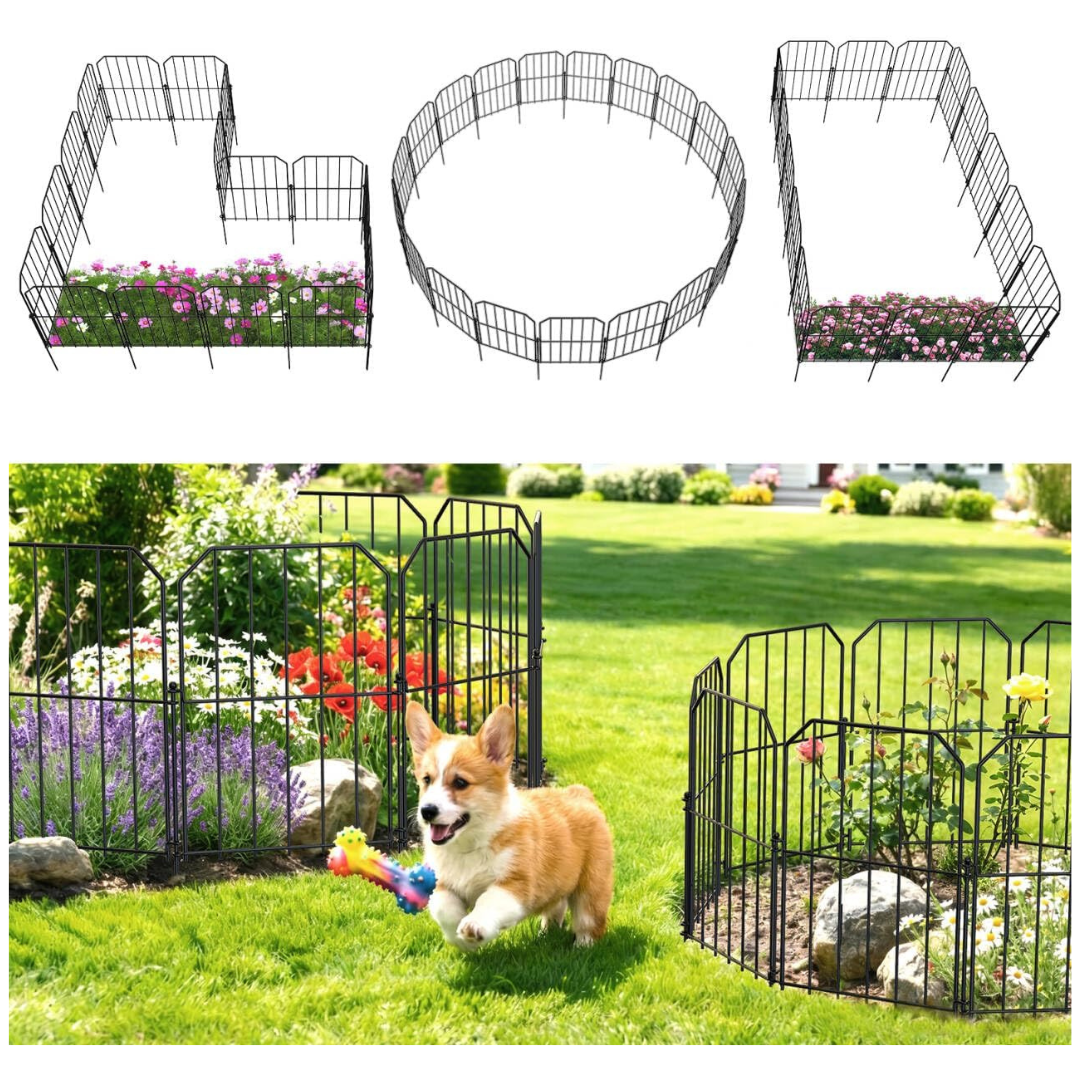 10' x 24" Outdoor Rustproof Metal Garden Fence
