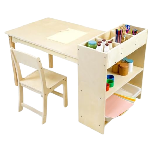 Kids Birch Wooden Activity Craft Art Table And Chair Set