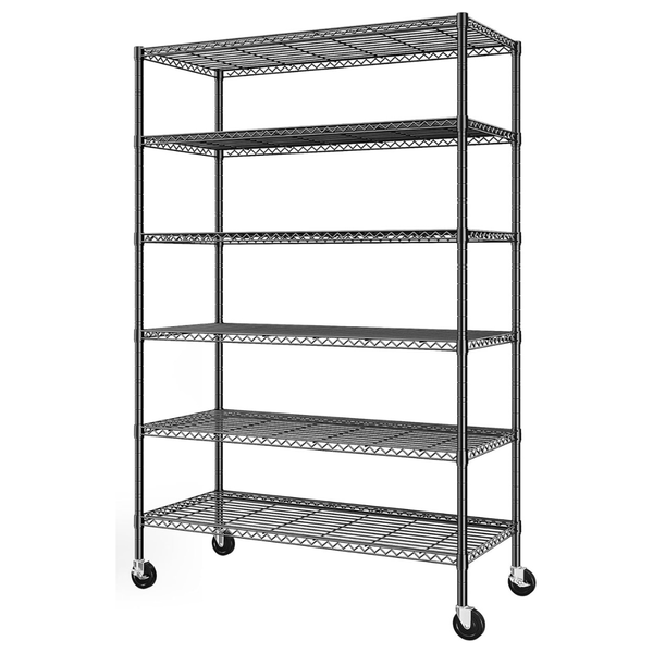 6-Tier Adjustable Wire Shelving Unit With Wheels (82"H x 45"W x 18"D)