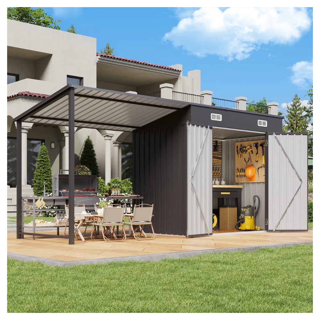 Clouddwell Metal Storage Shed With Hardtop Pergola