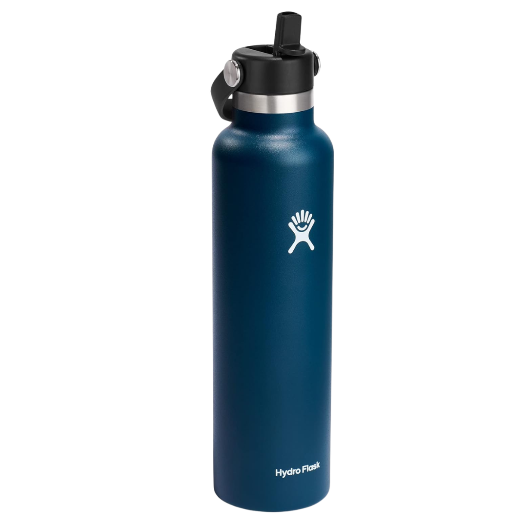 24 Oz Hydro Flask Insulated Stainless Steel Water Bottle W/Straw Lid