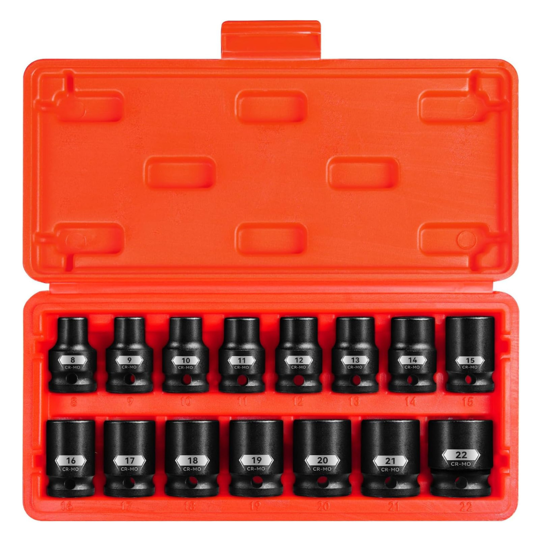 15-Piece 1/2" Drive Shallow Impact Socket Set