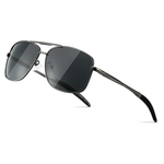 Men's Polarized Square Aviator Sunglasses With Metal Frame