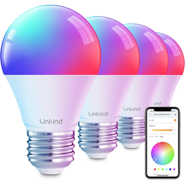 4-Pack 2.4GHz Linkind Smart Light Bulbs Work With Alexa & Google Home