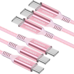 3-Pack 6.6ft 100W USB C To USB C Cable (Pink)