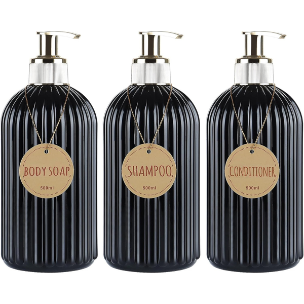3 Pack Reusable Plastic Bottles For Shampoo And Shower Gel (Various)