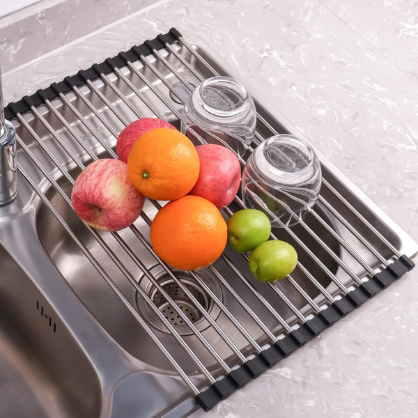 17.5" x 11.8" Kitchen Stainless Steel Roll Up Drying Rack