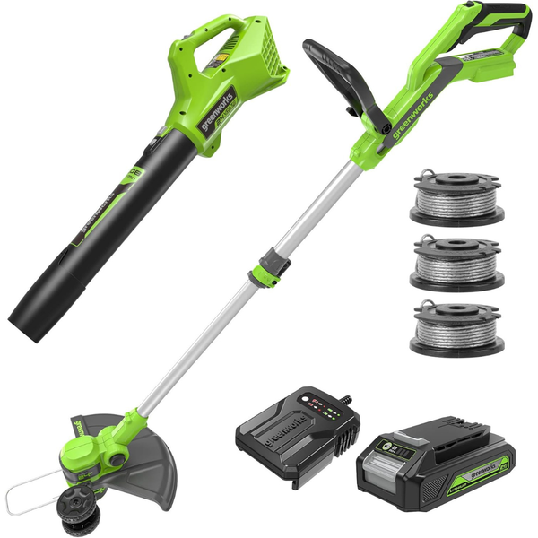 Greenworks 24V 12" Cordless String Trimmer/Edger & Leaf Blower Combo Kit