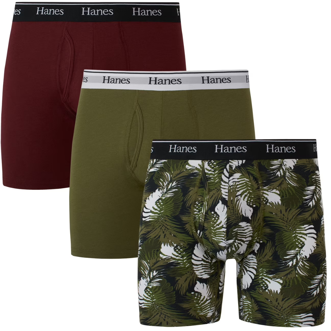 3-Pack Hanes Originals Men's Boxer Briefs & Trunks