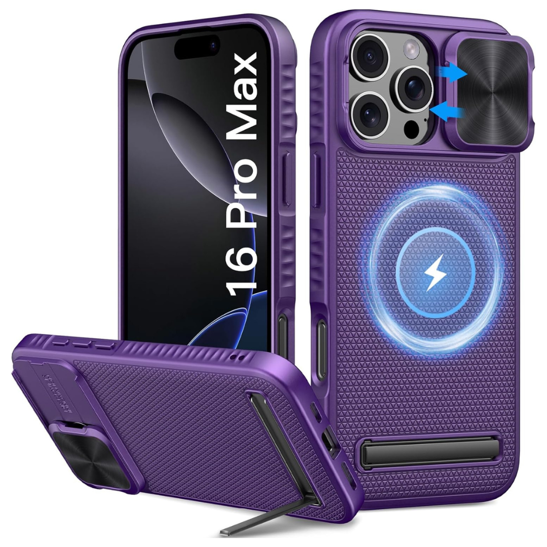 6.9" Heavy Duty iPhone 16 Pro Max Magnetic Case with Stand