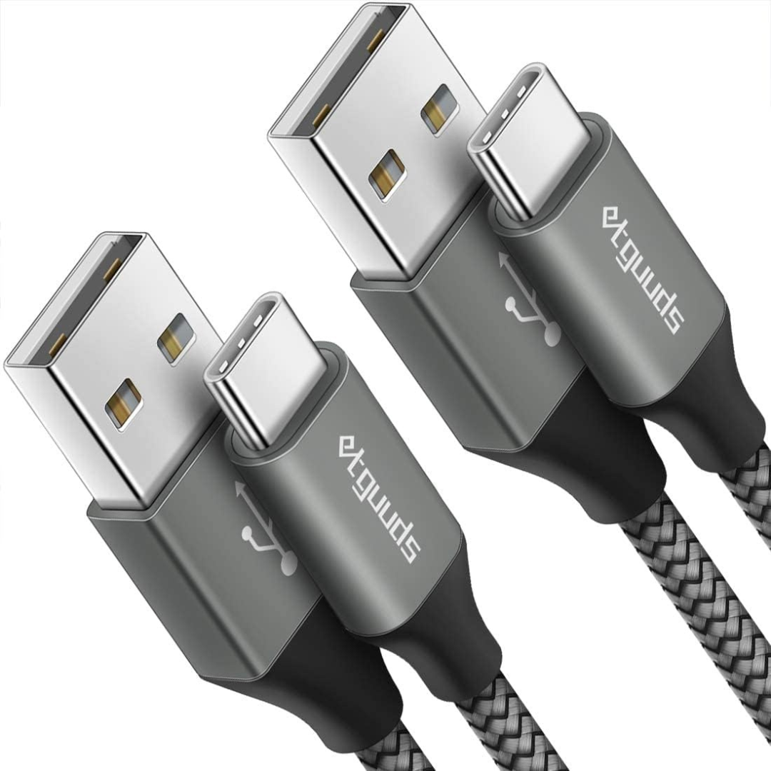 2-Pack 6' 60W Long Fast Charge USB A to USB C Cable (Various)