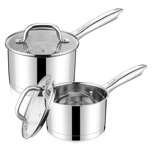Set Of 2 Stainless Steel Sauce Pan Set With Lids
