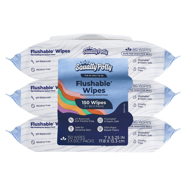 150-Count (3-Pk x 50-Ct) Squatty Potty Flushable Wipes