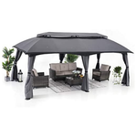 10 x 20ft Outdoor Gazebo With Mosquito Netting & Double Roof