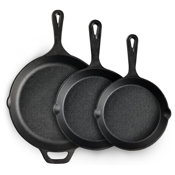 EWFEN Cast Iron Skillet 3-Piece Set