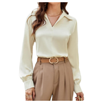 Women's Collared Business Satin Blouse Dress Shirts (Various)