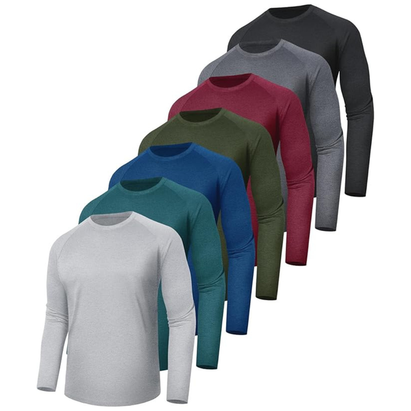 7-Pack BOOJO Men's UPF 50+ Quick-Dry Moisture-Wicking Shirts