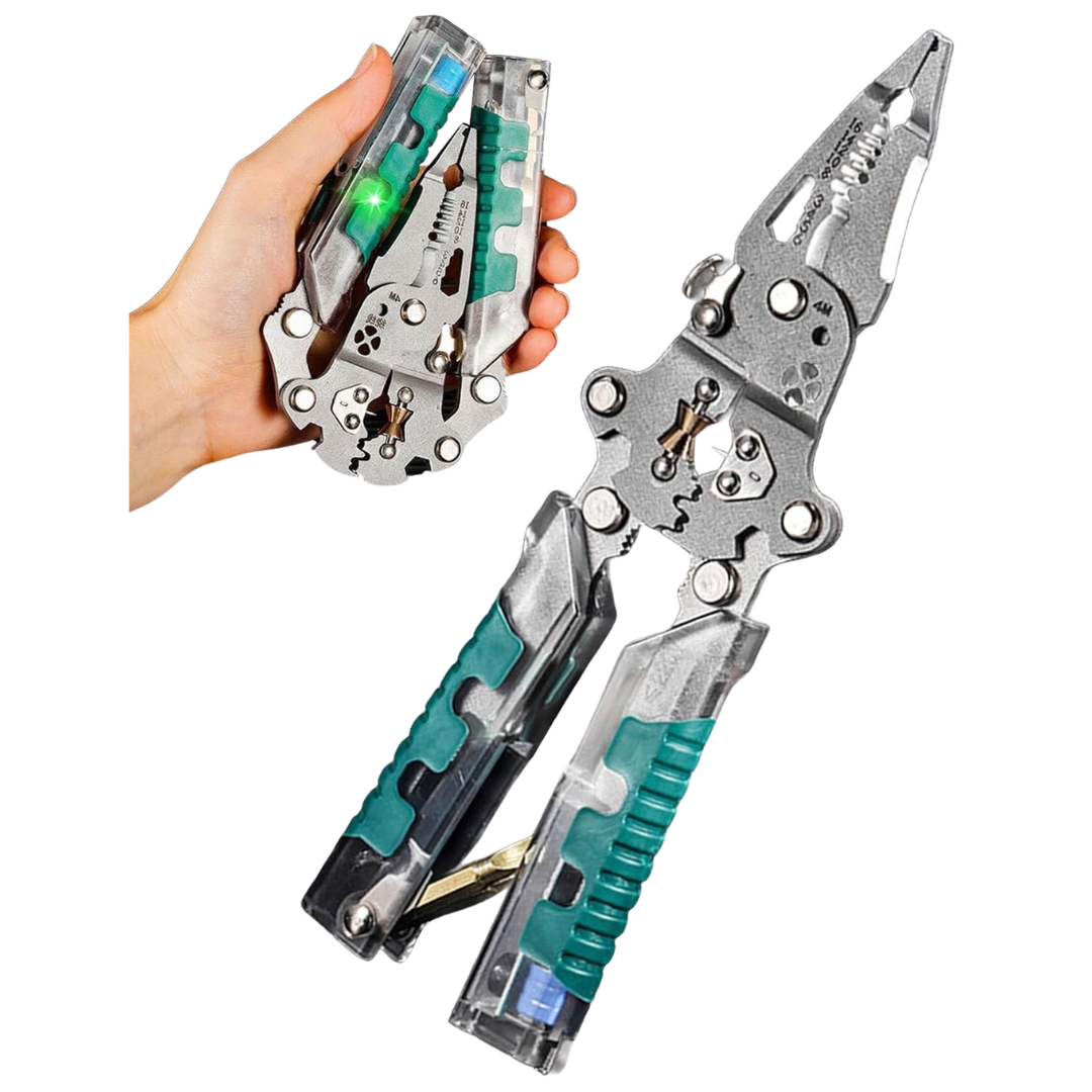 Tuvilo Folding Electrical Pliers With Screwdriver & Wire Stripper