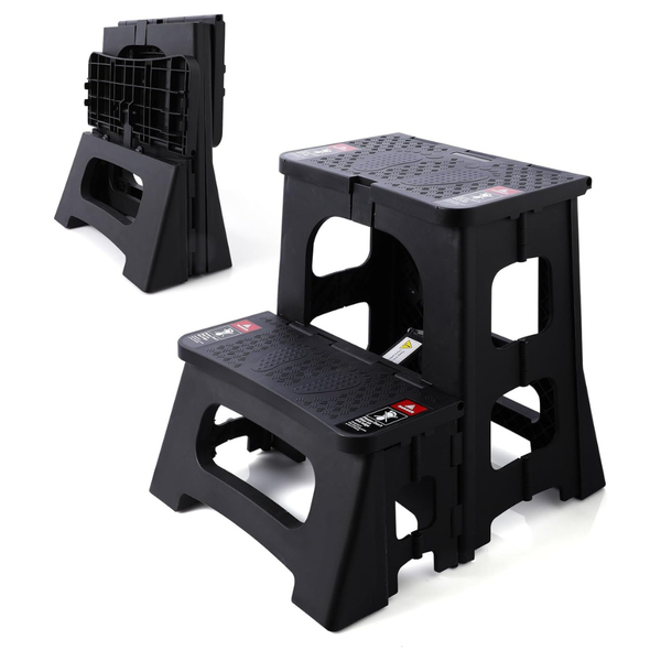 STOODER Folding 2-Step Stool With Safety Lock & Anti-Slip Feet
