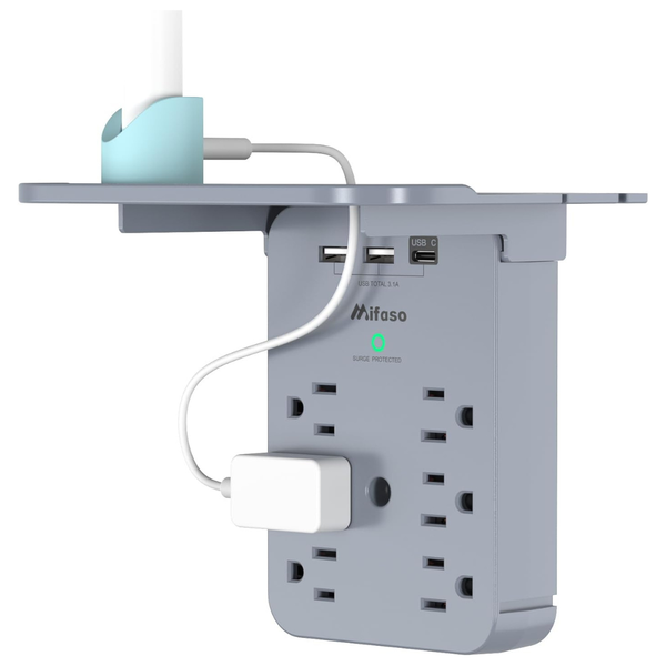 Surge Protector Wall Outlet Extender With Shelf