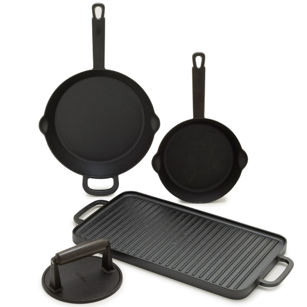 4-Piece Pre-Seasoned Cast Iron Skillet Cookware Set