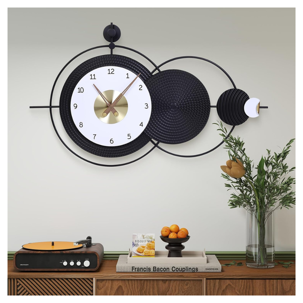Anmotpe 36.8" x 22" Large Black Modern Wall Clock