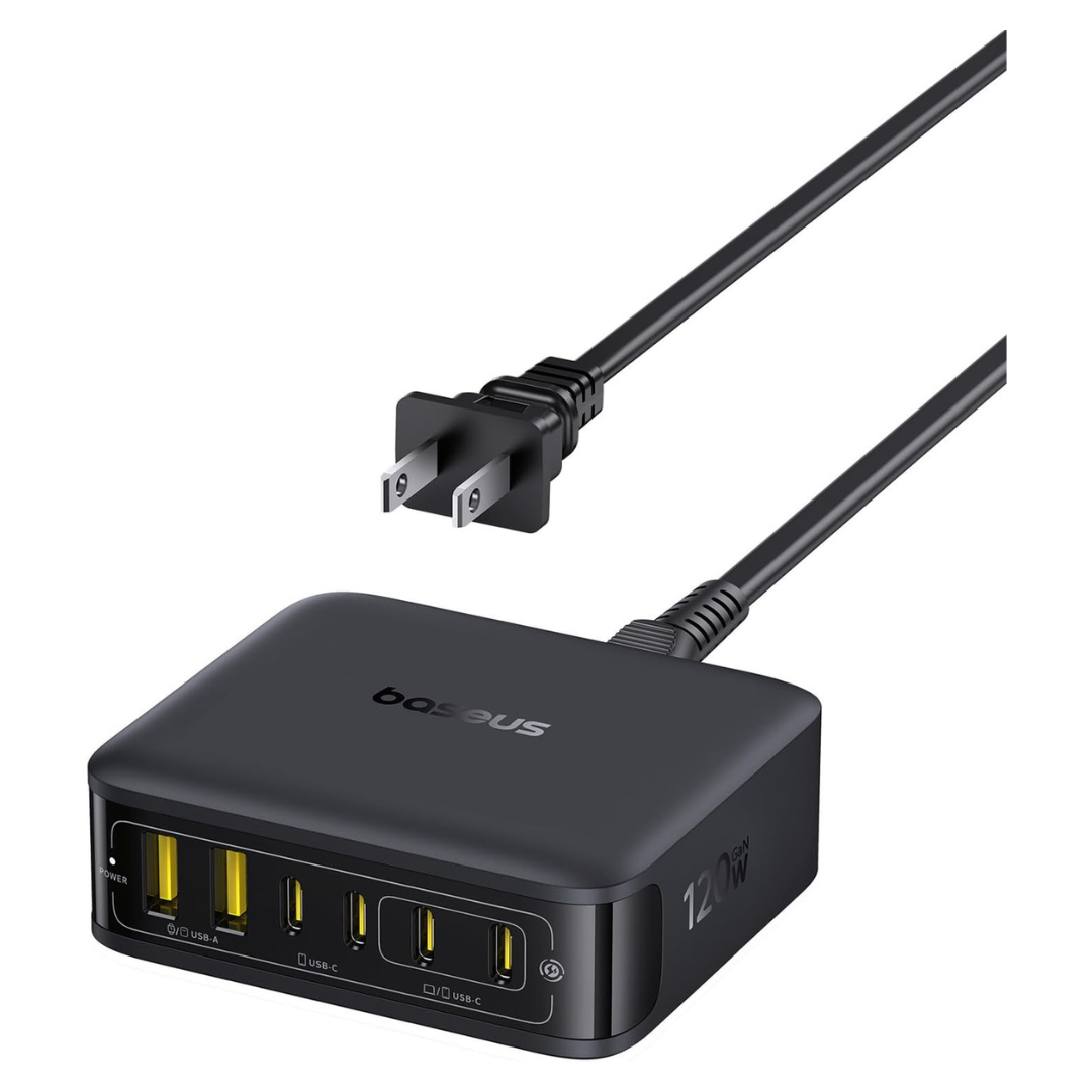 Baseus 120W 6-In-1 USB-C Desktop Charging Station W/ 5-Ft Cord