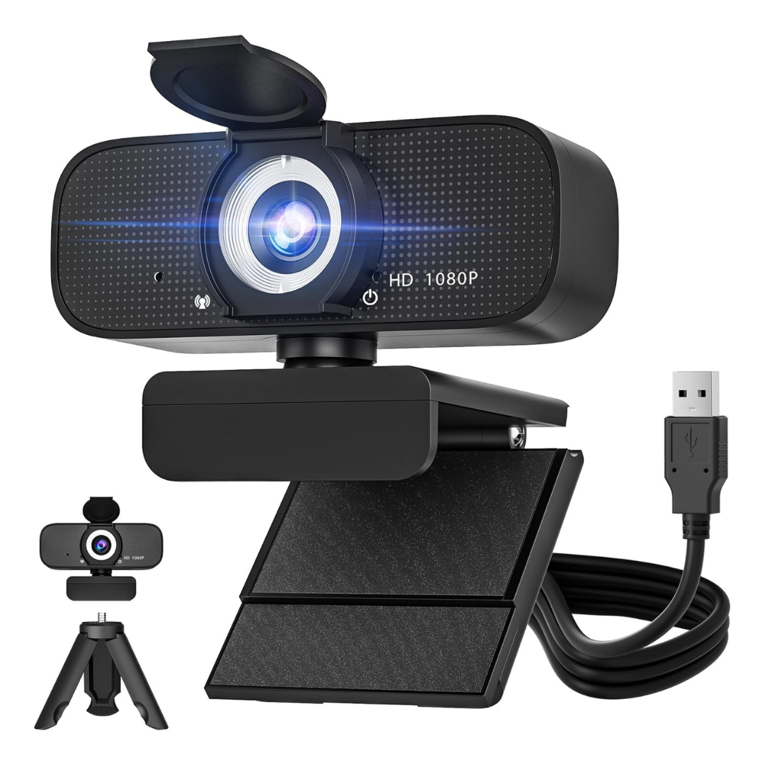 1080P HD Webcam With Auto Focus & Noise-Cancelling Microphone