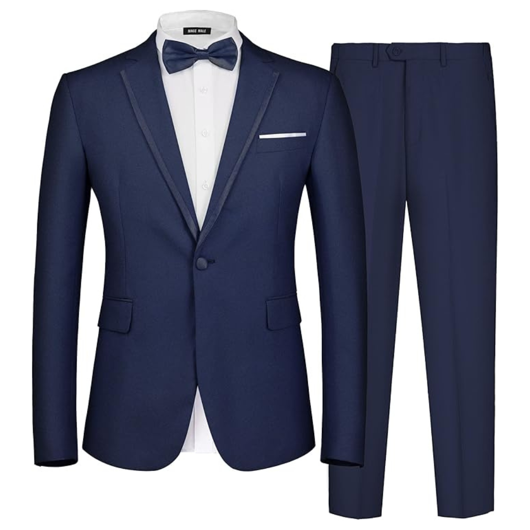 Men's 2 Piece Slim Fit Formal Tuxedo Suit With Bow Tie