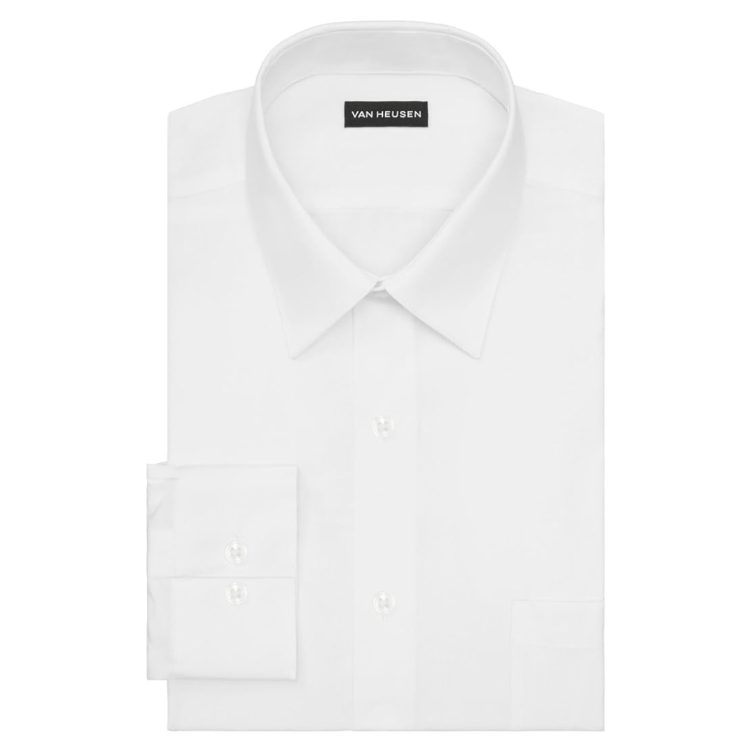 Van Heusen Men's Fitted Poplin Solid Dress Shirt