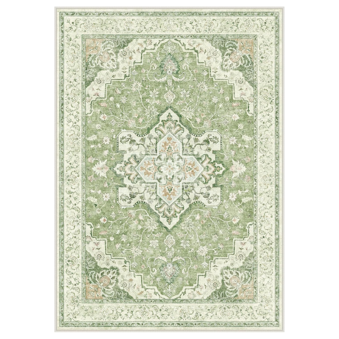 Marsail 5' x 7' Machine Washable Short-Pile Vintage Area Rug