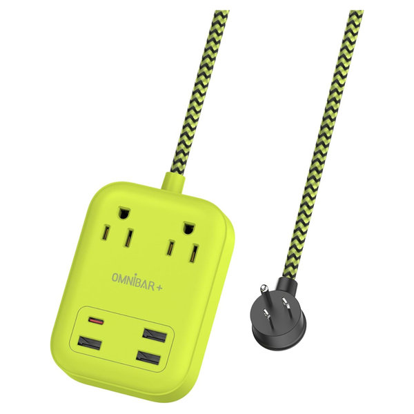 Omnibar Surge Protector Power Strip With 2 AC Outlets, 4 USB Ports