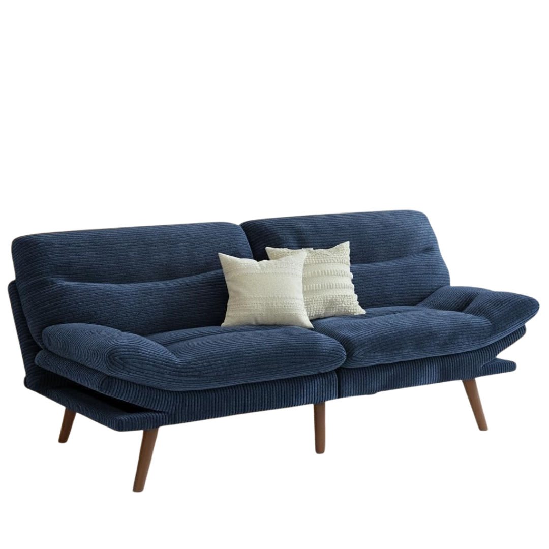 66" Corduroy Futon Couch Convertible With Adjustable Backrest