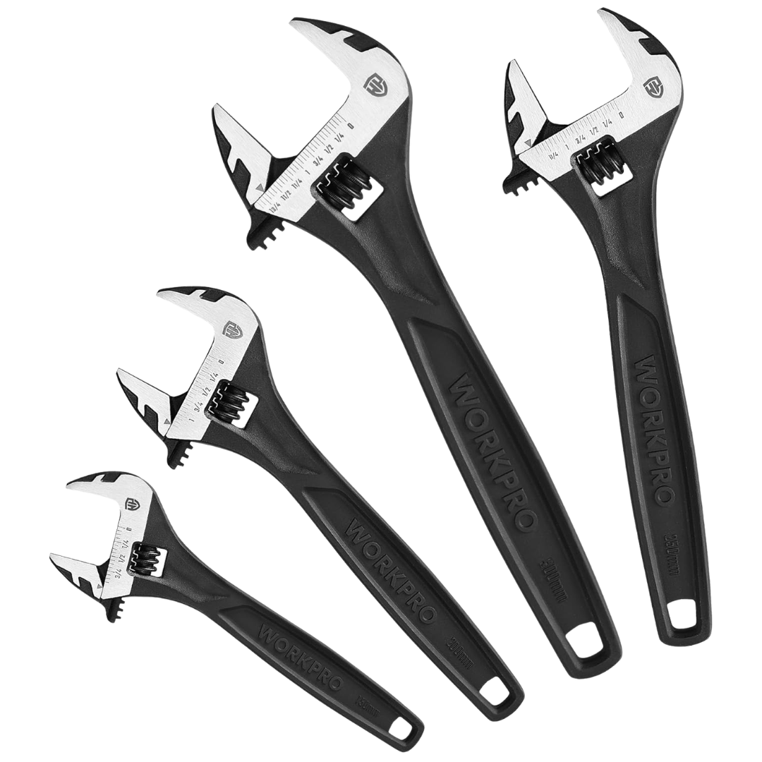 4-Piece Adjustable Cr-V Steel Wrench Set (6''/8''/10''/12'')
