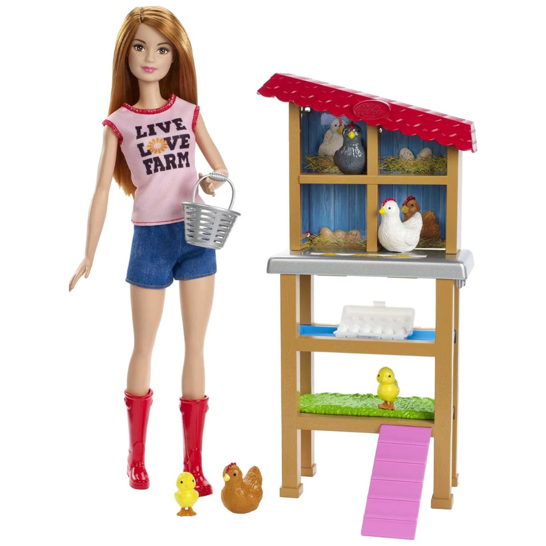 Barbie Chicken Farmer Red-Haired Doll & Playset With Henhouse