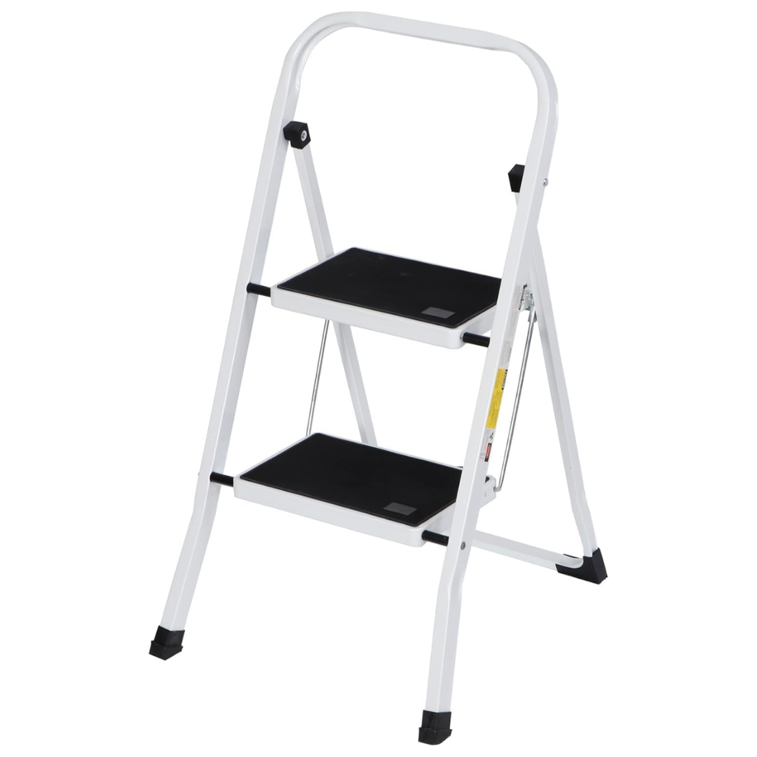 2 Step Stool Ergonomic Foldable 300 LBS Capacity Ladder