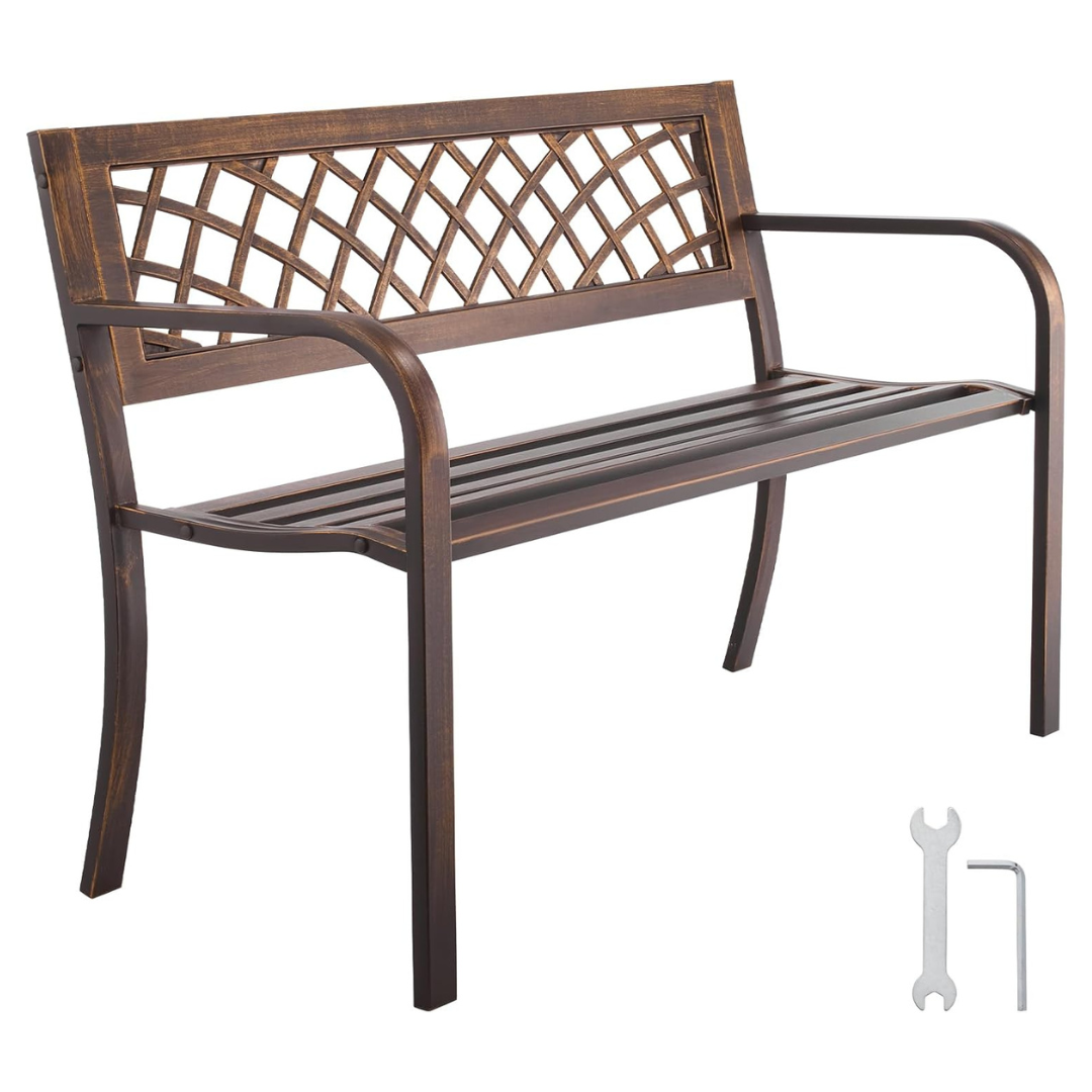 46" Vevor Outdoor Carbon Steel Metal Frame Bench