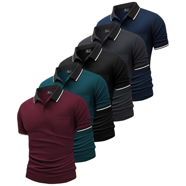 5-Pack Geek Lighting Men's Polo Shirts With Pocket