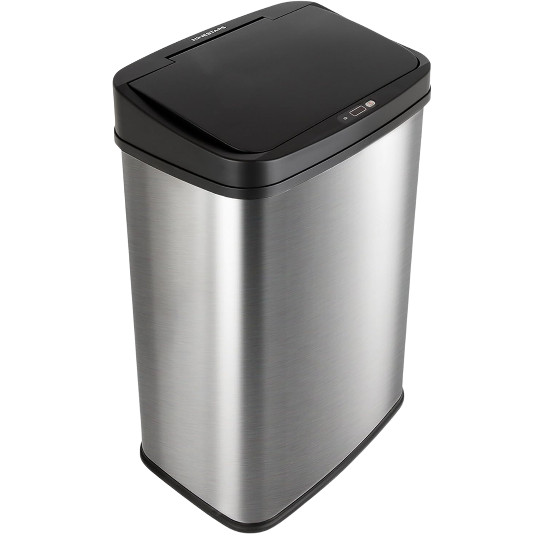 NINESTARS Automatic Touchless Motion Sensor Trash Can, 13 Gallons