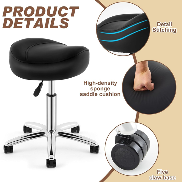 2-Pack Maxdot Rolling Ergonomic Saddle Stool Chair