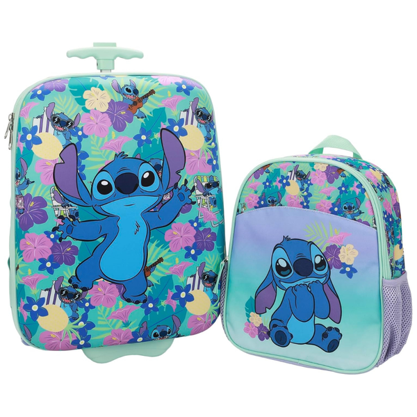 2-Piece Disney Stitch EVA Wheeled Luggage & Travel Backpack Set