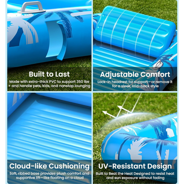 6 in 1 Inflatable X-Large Pool Floats with Sprinkler