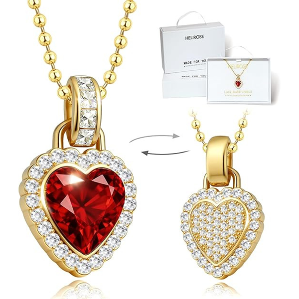 Helirose Women's 18K Gold Plated Heart Necklace (Various)