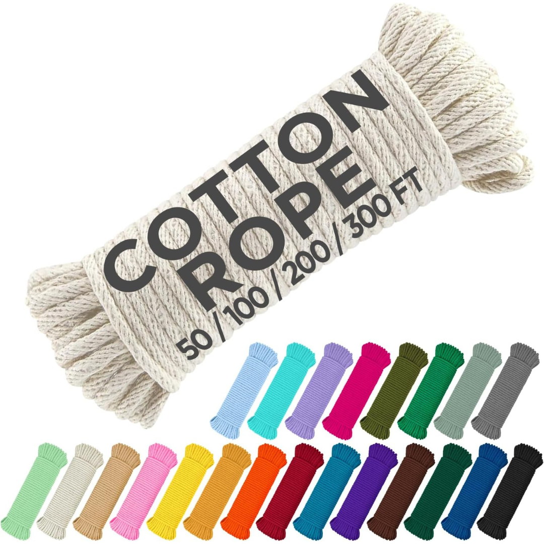 50FT 500lb 3/16" (5 mm) Cotton Rope